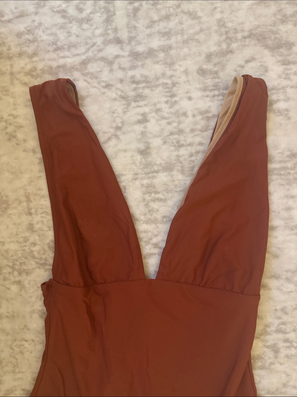 J. Crew Deep V One-Piece Swimsuit in Rust - Picture 2 of 4